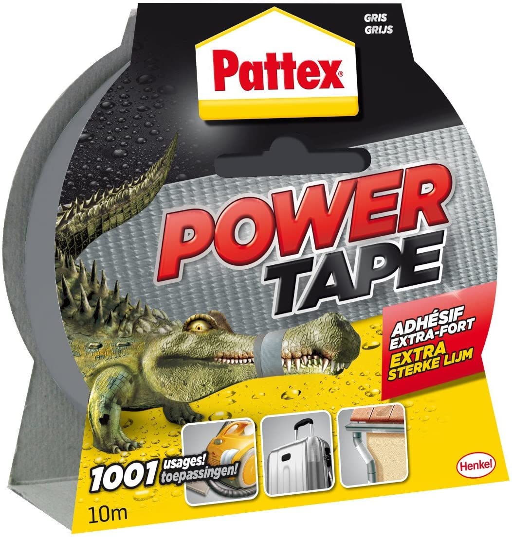 Pattex Power Tape, 10 m Grey Extra Strong Heavy Duty Adhesive Tape for All Surfaces, Waterproof Adhesive Tape