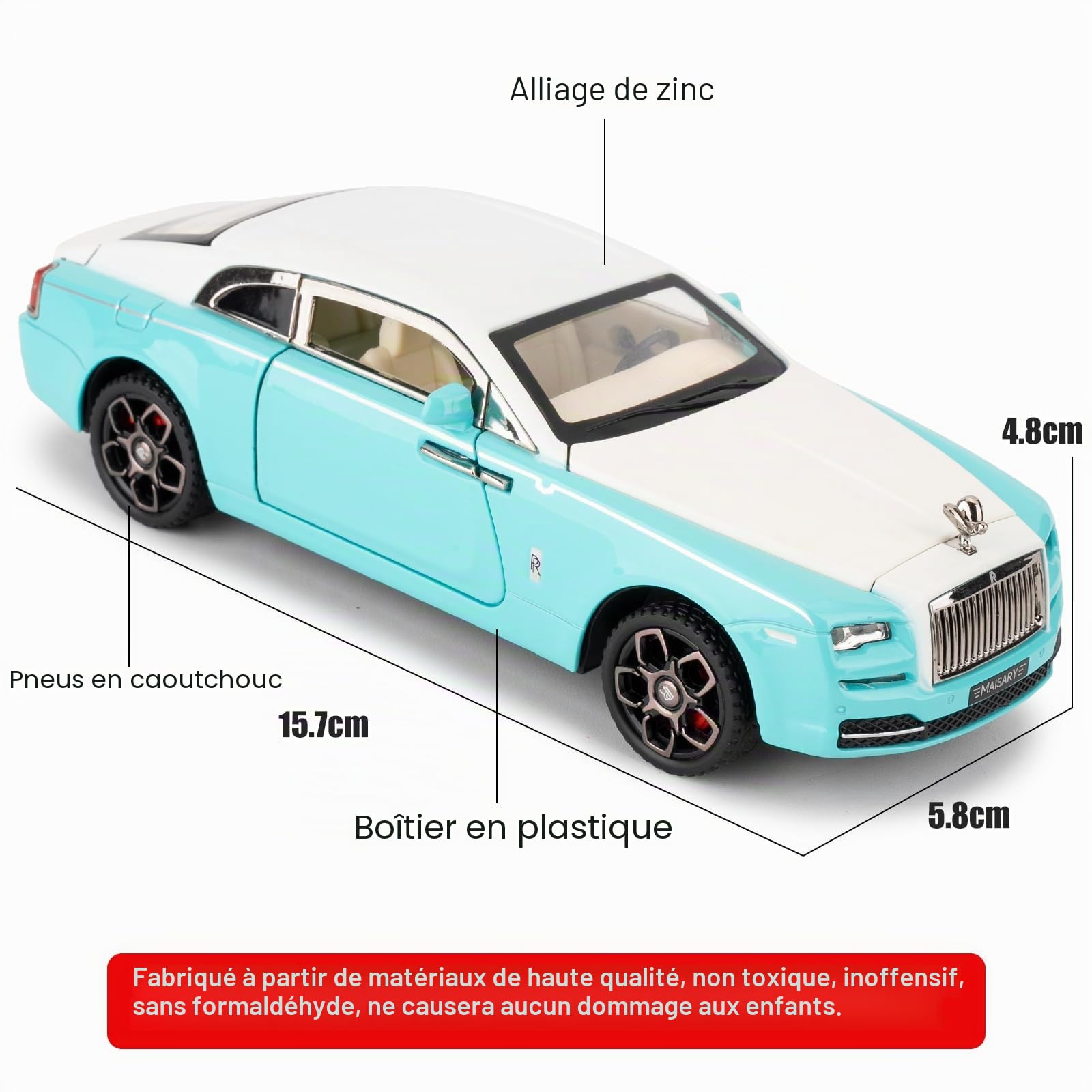 1/32 Rolls-Royce Cullinan - Voiture miniature avec fonction sonore et lumineuse - Jouet pour enfant avec fonction Pull Back - Modèle de qualité de collection - Cadeau pour enfants (noir