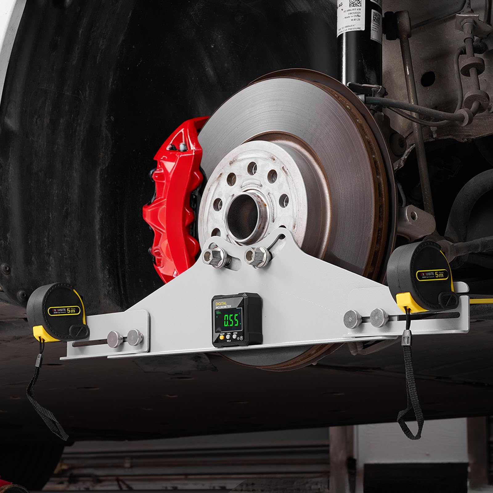 VEVOR Outil d'Alignement de Roue 2PCs, Plaque de Paralléllisme et de Carrossage en Acier Carbone avec Détecteur d'angle Numérique et 2 Rubans à Mesurer, pour Voitures, Camions, SUV et Véhicules