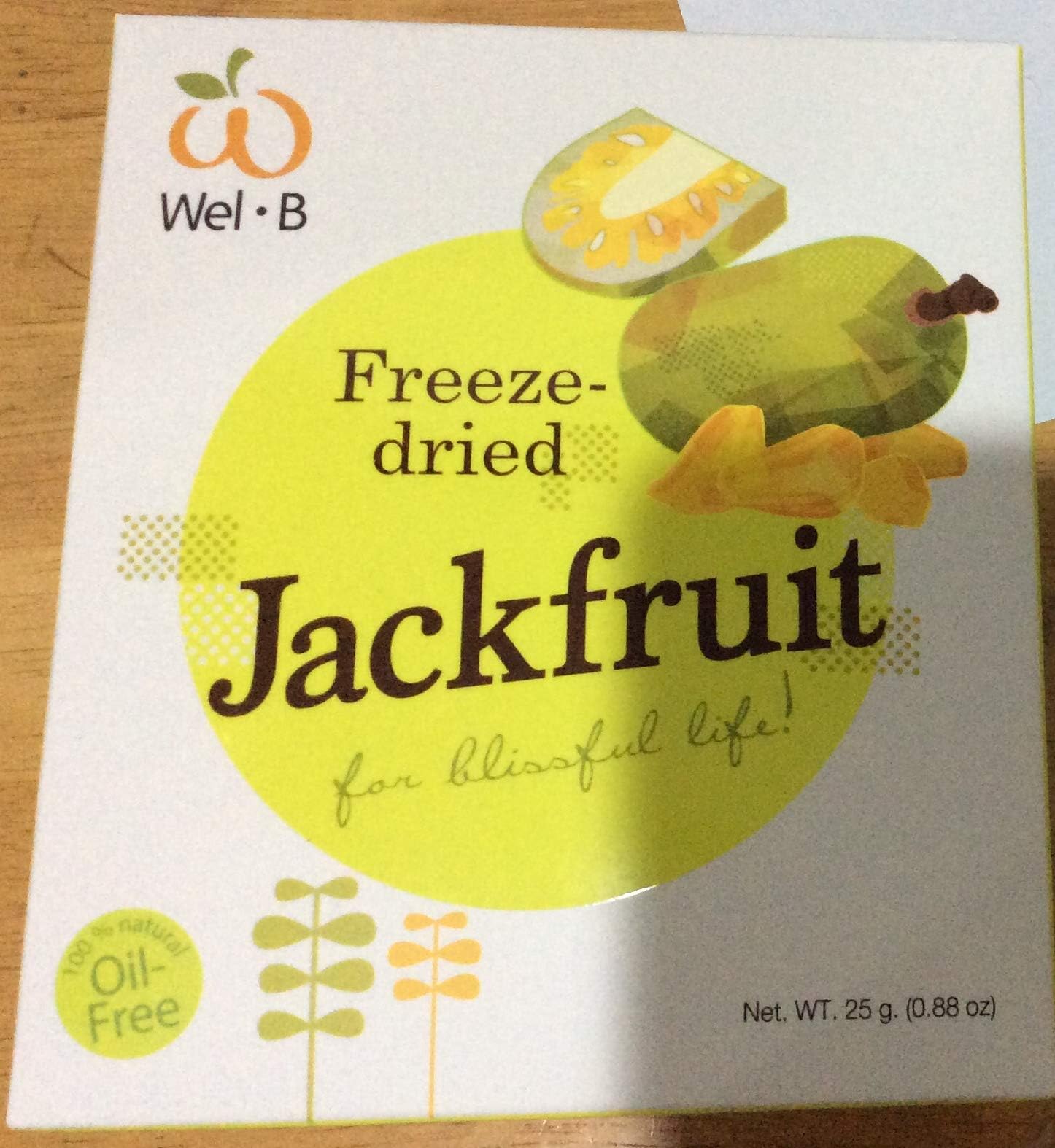 Crispy freeze dried fruit Jackfruit Healthy Snack 100% all Natural Oil-Free 1 Box 25 g. (0.88 Oz)
