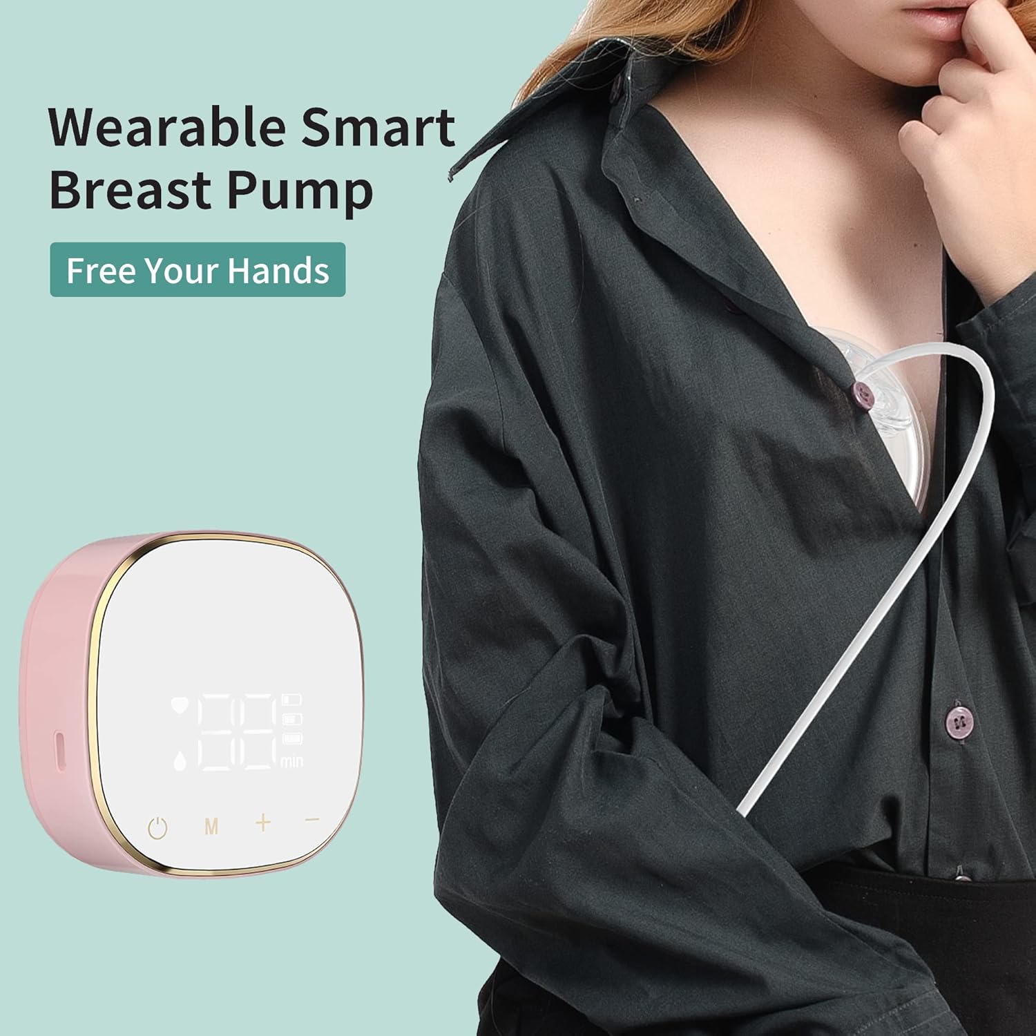 TOVVILD Double Wearable Electric Breast Pump Hands Free with 3 Modes and 9 Levels, Portable Breastfeeding Dual Breast Milk Pump, Low Noise & Painless,Memory Function, 24mm Flange : Baby