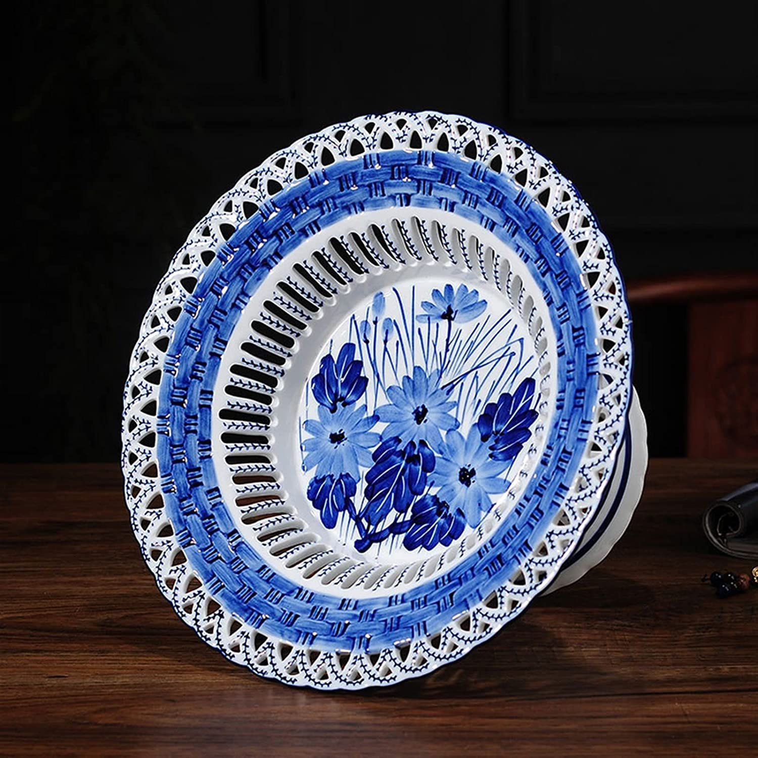 Patera na Owoce Miska na Owoce Kosz na Owoce Ceramiczny Pusty Talerz Na Owoce Chińska Okrągła Porcelana Miska Na Cukierki Danie Na Owoce Dekoracja Wnętrz Stojak na Owoce Koszyk Na Owoce (Color : A,