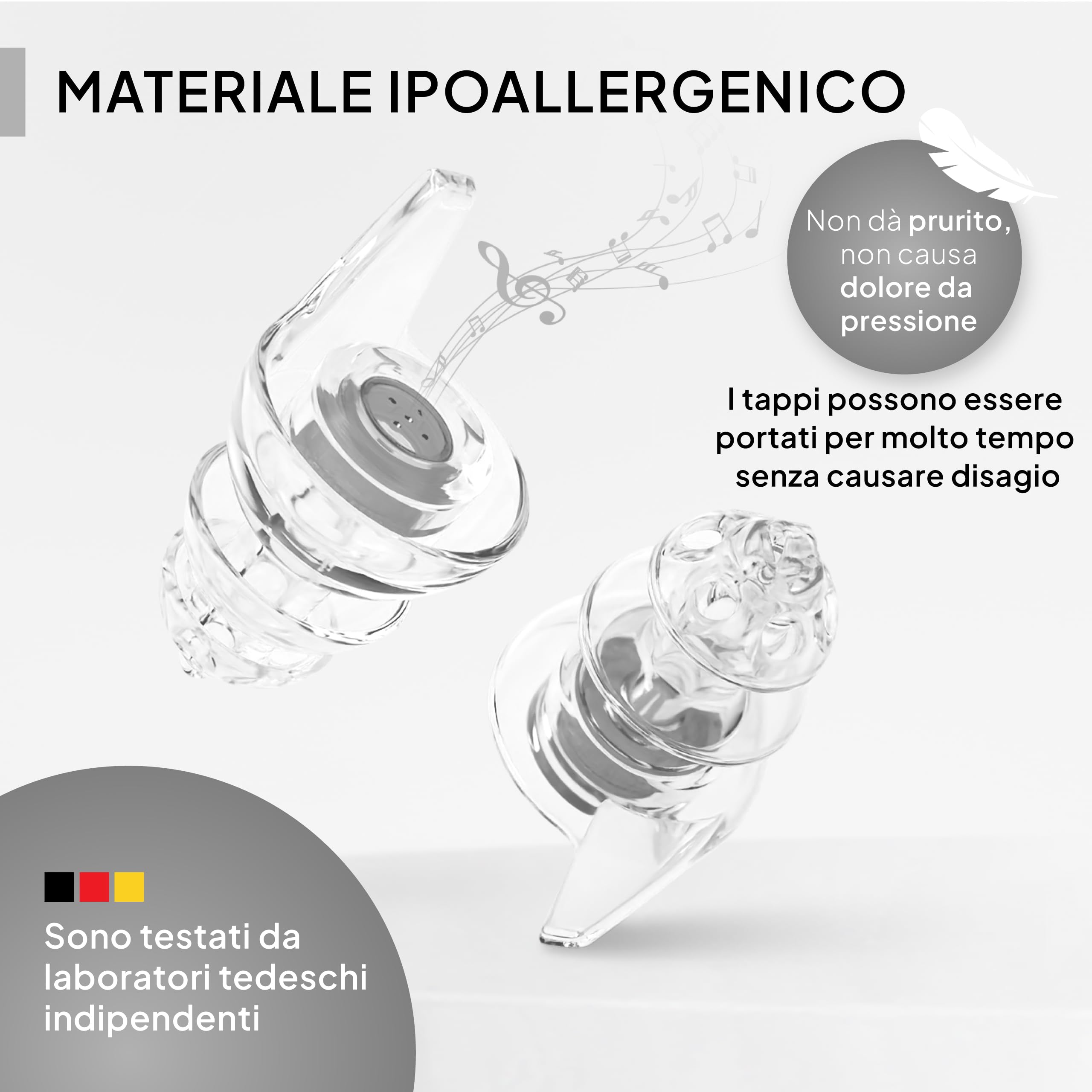 Senner PartyPro - Tappi per le orecchie protettivi con contenitore in alluminio, ideali per feste, concerti, festival, discoteche, club, molto leggeri da portare – Tappi trasparenti
