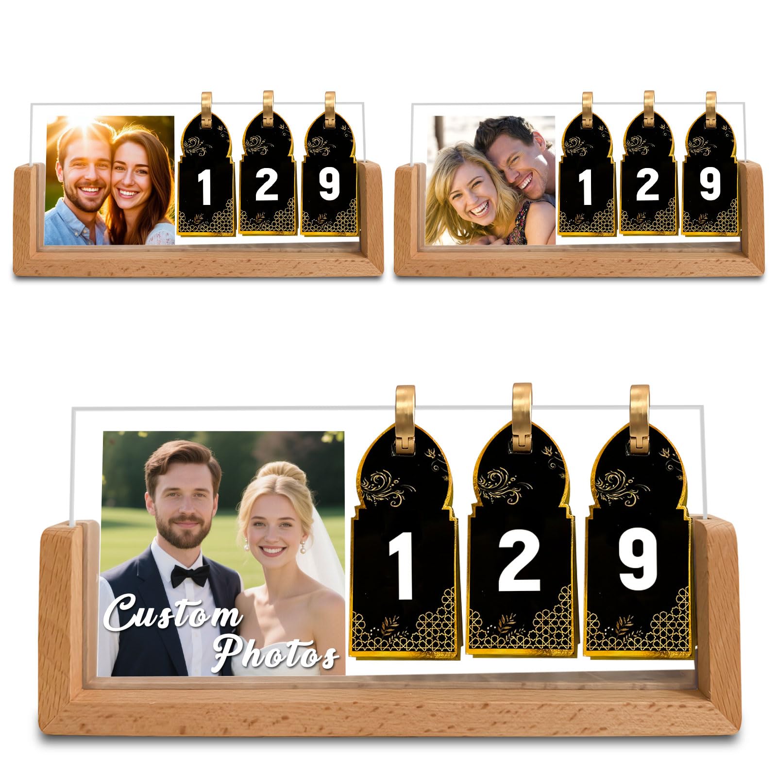 Personalised Engagement Photo Frame with Text Photo Custom Countdown Calendar Frame Perssonalised Gifts for Fiancée Fiancé Mr and Mrs To Be Newly Engaged Couples (Photo Frame 2)