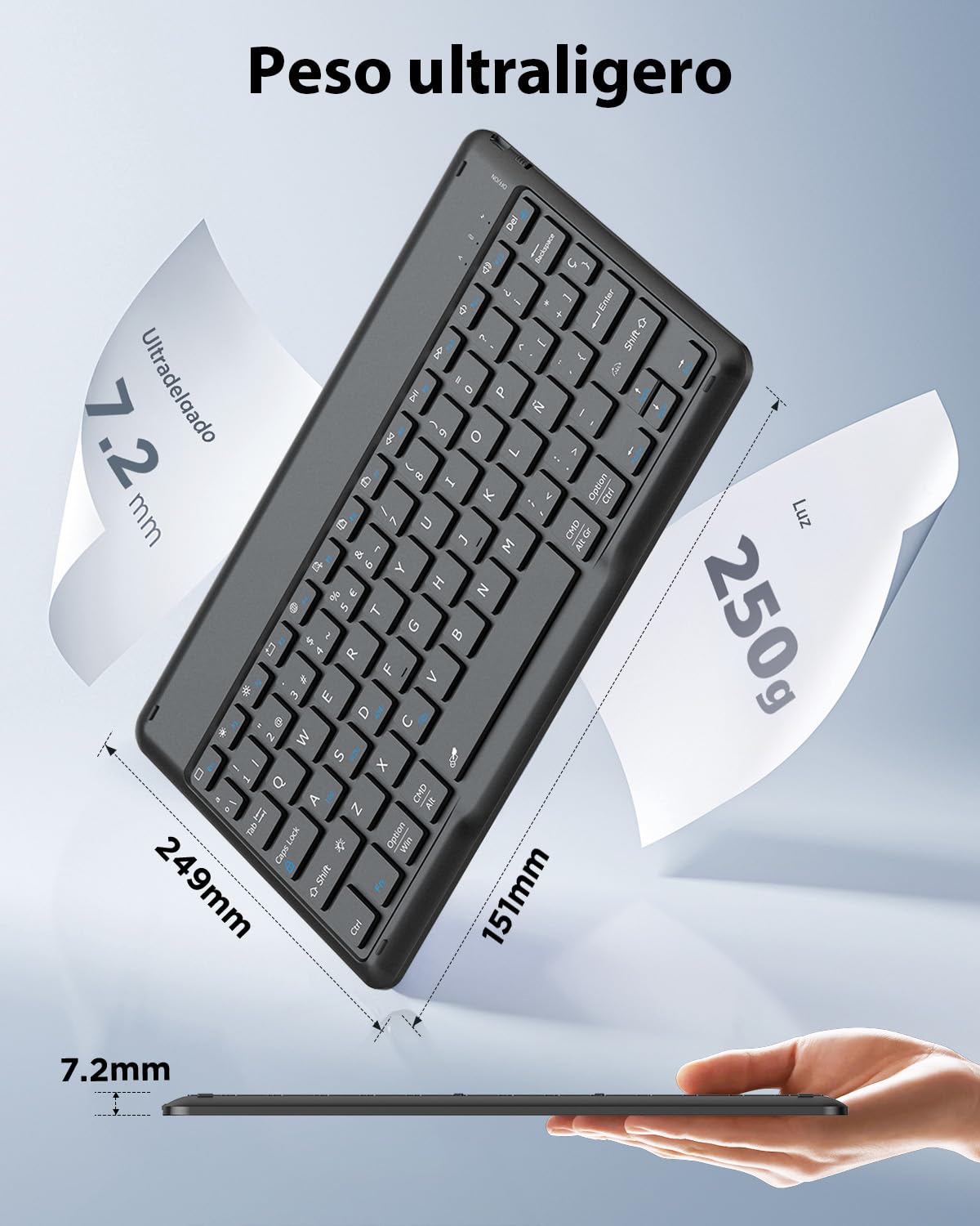 EasyAcc Funda con Teclado para Samsung Galaxy Tab A11 Plus / A9 Plus de 11 Pulgadas 2025/2023 con Película Protectora, Funda Protectora para Teclado Extraíble con Portalápices, Negro