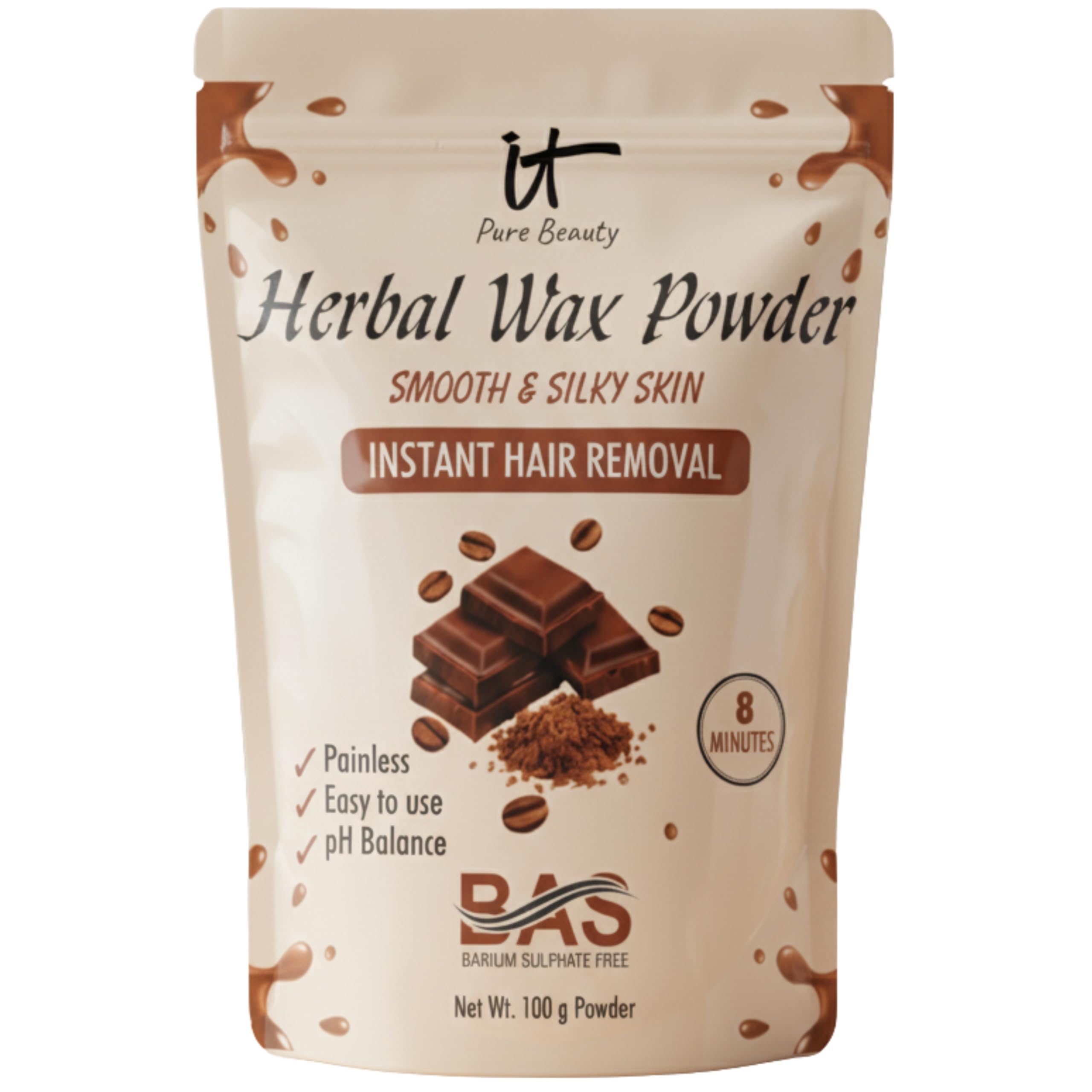 IT Pure Beauty Herbal Wax Powder For Women and Men | Instant Hair Removal | Painless & Quick, BAS-Free, pH-Balanced | No Smell | Safe for Bikini, Face & Body | No Side Effects | Unisex |100GM