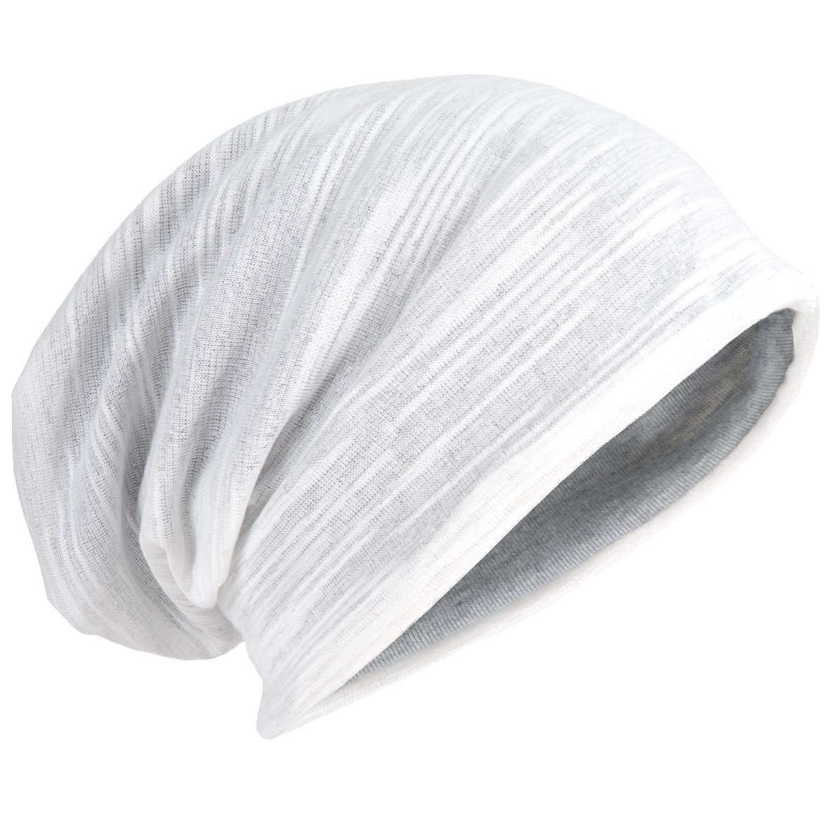 Hisshe Men's Plain-White Retro Slouchy Beanie Jersey Skull Cap Slouch Baggy Summer Hat B083 (Plain-White)(Size:m)
