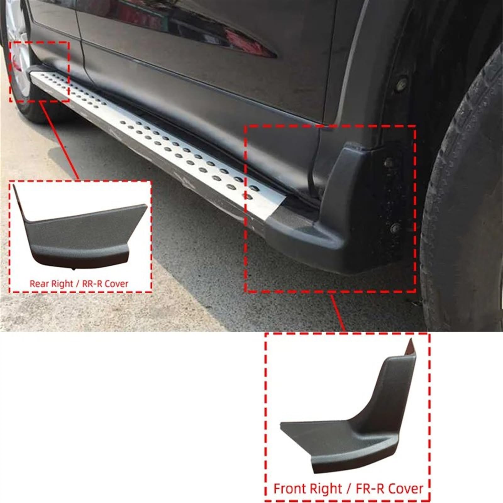 Faldones Laterales Tapa Extremo Estribo Lateral Puerta Automóvil para CR-V para CRV 4.ª Generación 2012 2013 2014 2015 2016 Piezas De Repuesto Faldón Lateral(Frente Derecho)