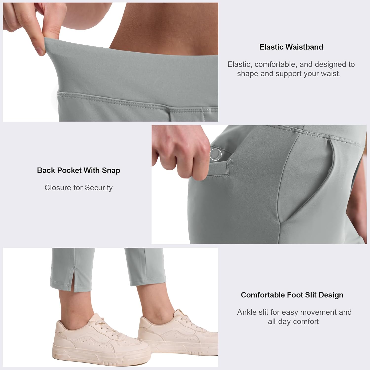 QBK Women's Petite Ankle Pants 25"/27" Stretchy Pull On Work Dress Business Casual Slacks with Pockets for Yoga Travel Golf - Image 5