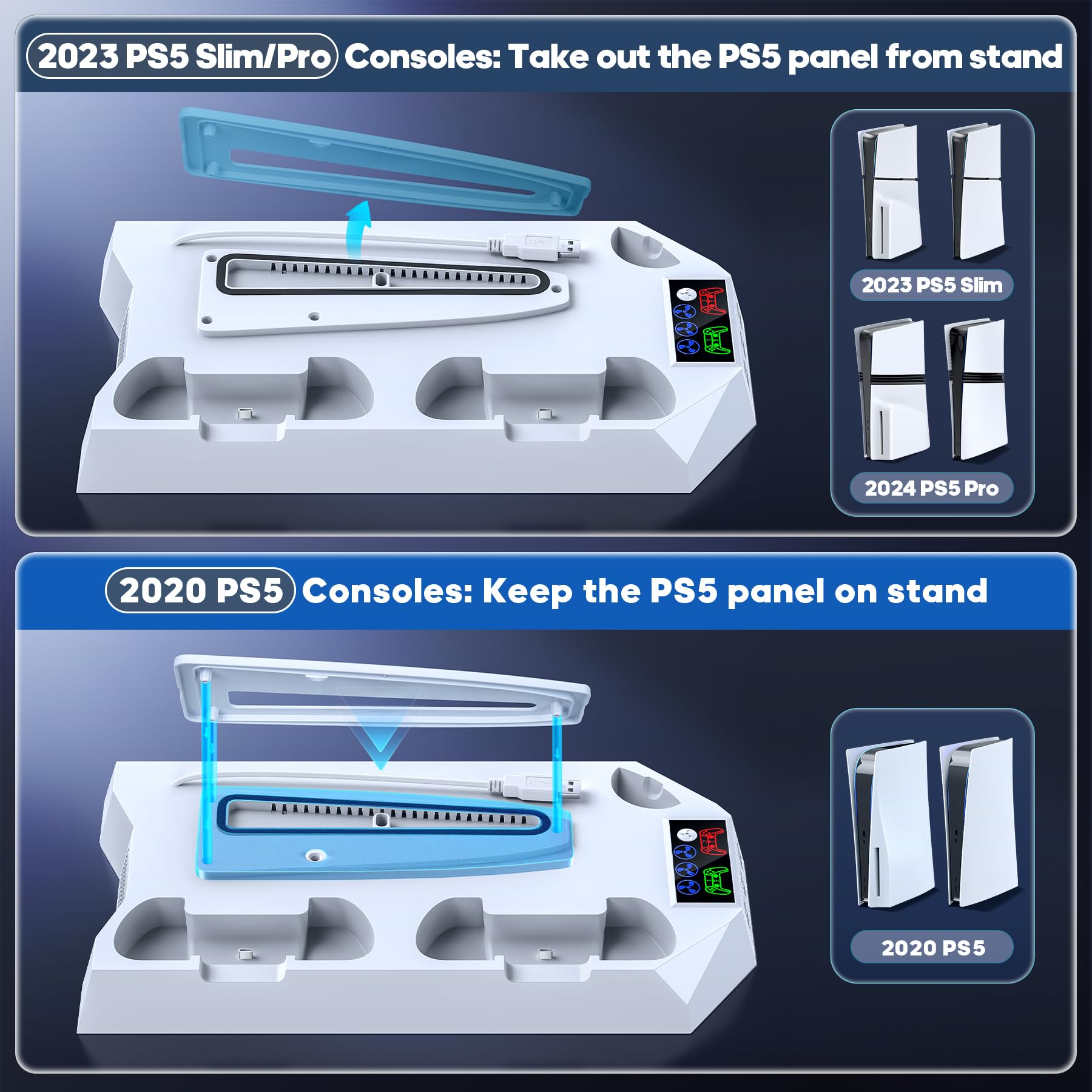 PS5 Accessori Completi Fan 3 Velocità Supporto Cuffie USB - Dettaglio