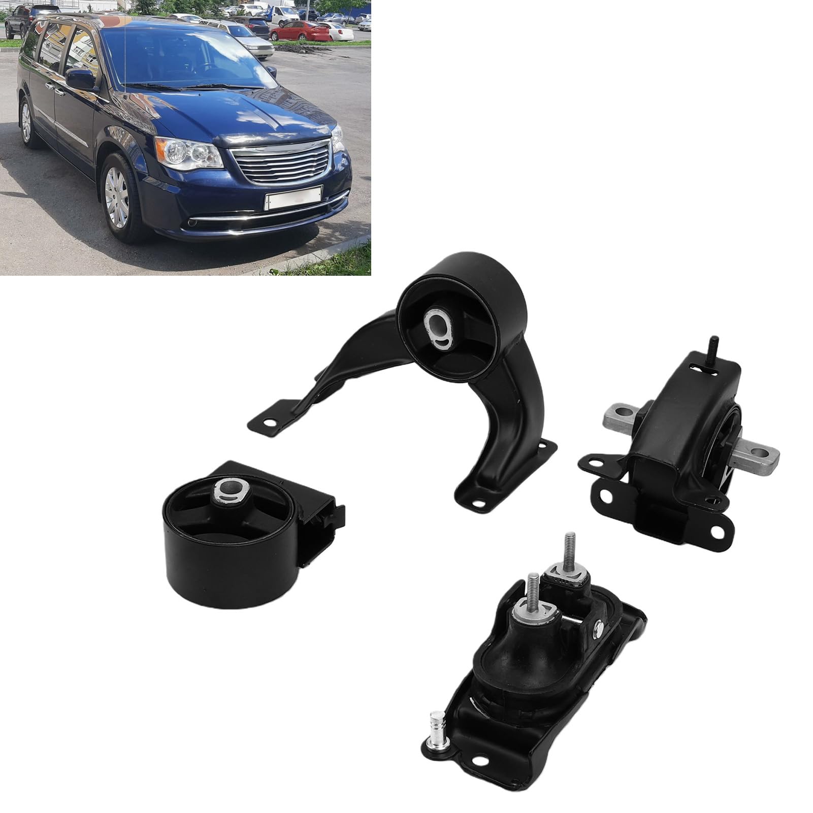 Yctze Zestaw Mocowania Silnika Silnika Metal Zamiennik dla Town & Country Grand Caravan C/V 3,6L 2011–2020 z gumową warstwą buforową o Wysokiej Elastyczności Redukuje Wibracje i Hałas