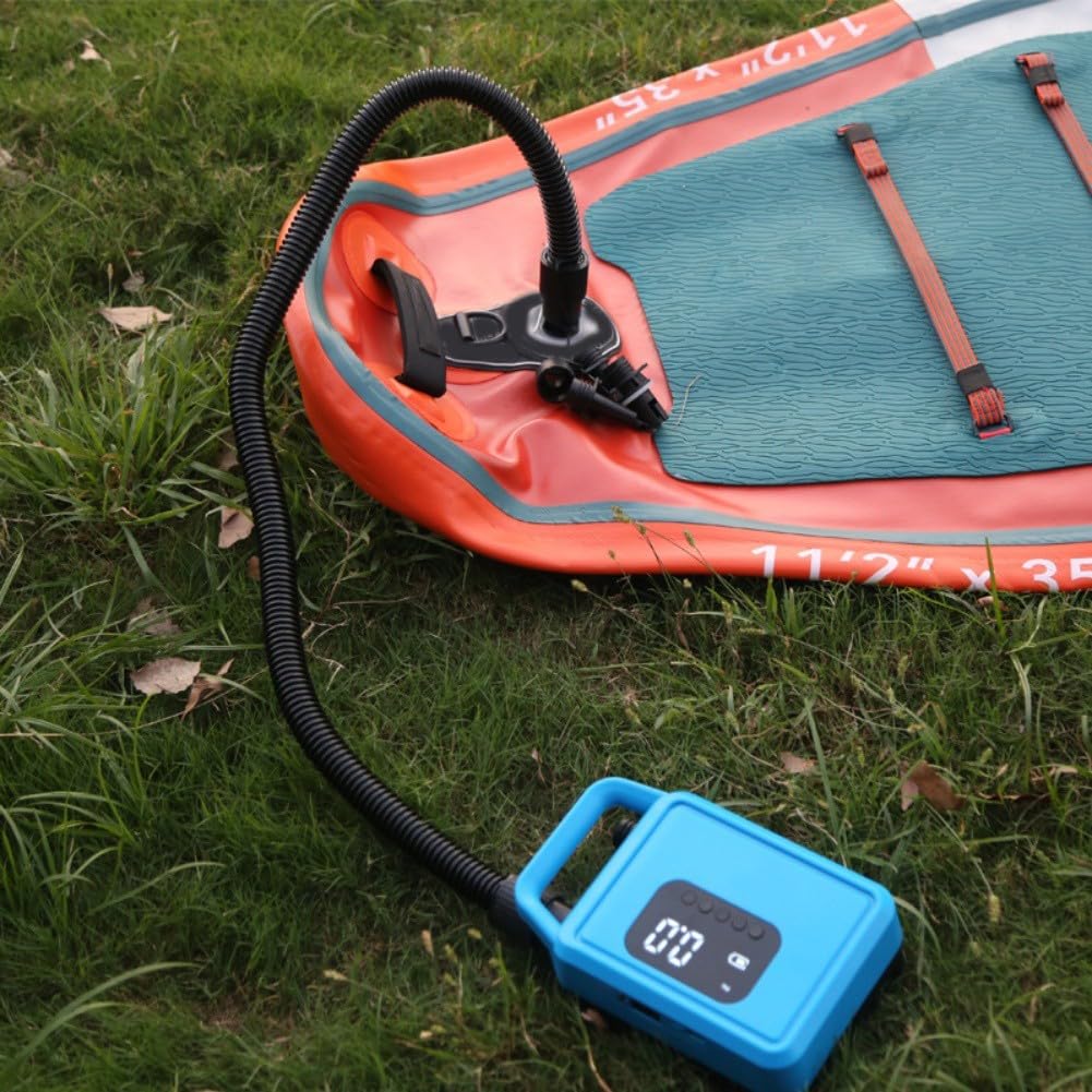 Honseadek Bomba de aire eléctrica de 12 V para tablero y barco inflable, inflador rápido portátil con manómetro digital, función de parada automática y desinflado,