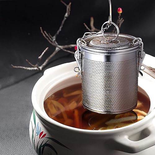 Miniatura 8 de Yardwe Bola de especias de acero inoxidable, colador de té de malla fina, infusor de té de acero inoxidable con gancho de cadena extendido para