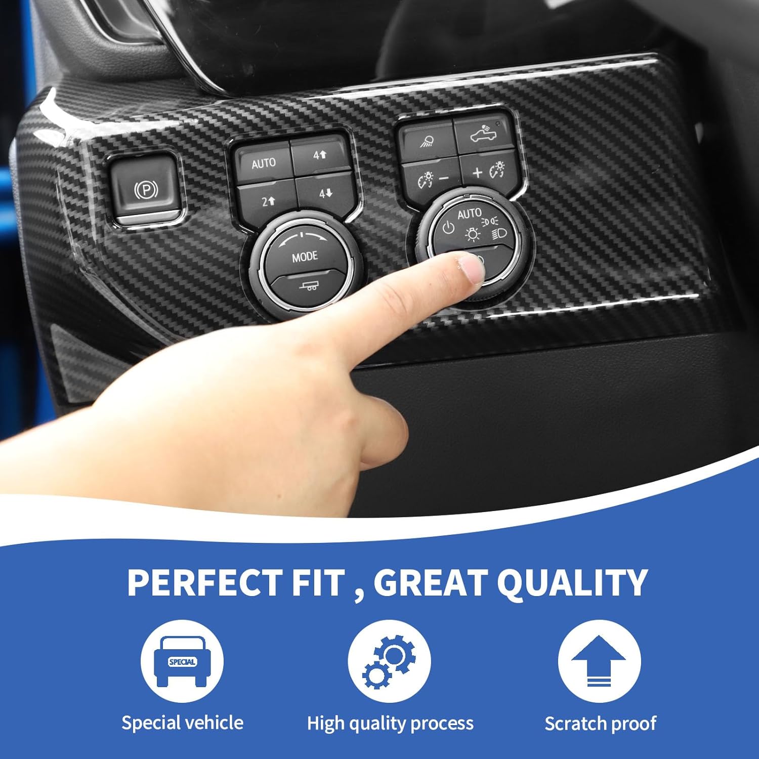 RAZPOY Headlight Switch Button Panel Cover Trim Compatible with 2022 2023 Chevy Silverado Carbon Fiber Interior Accessories