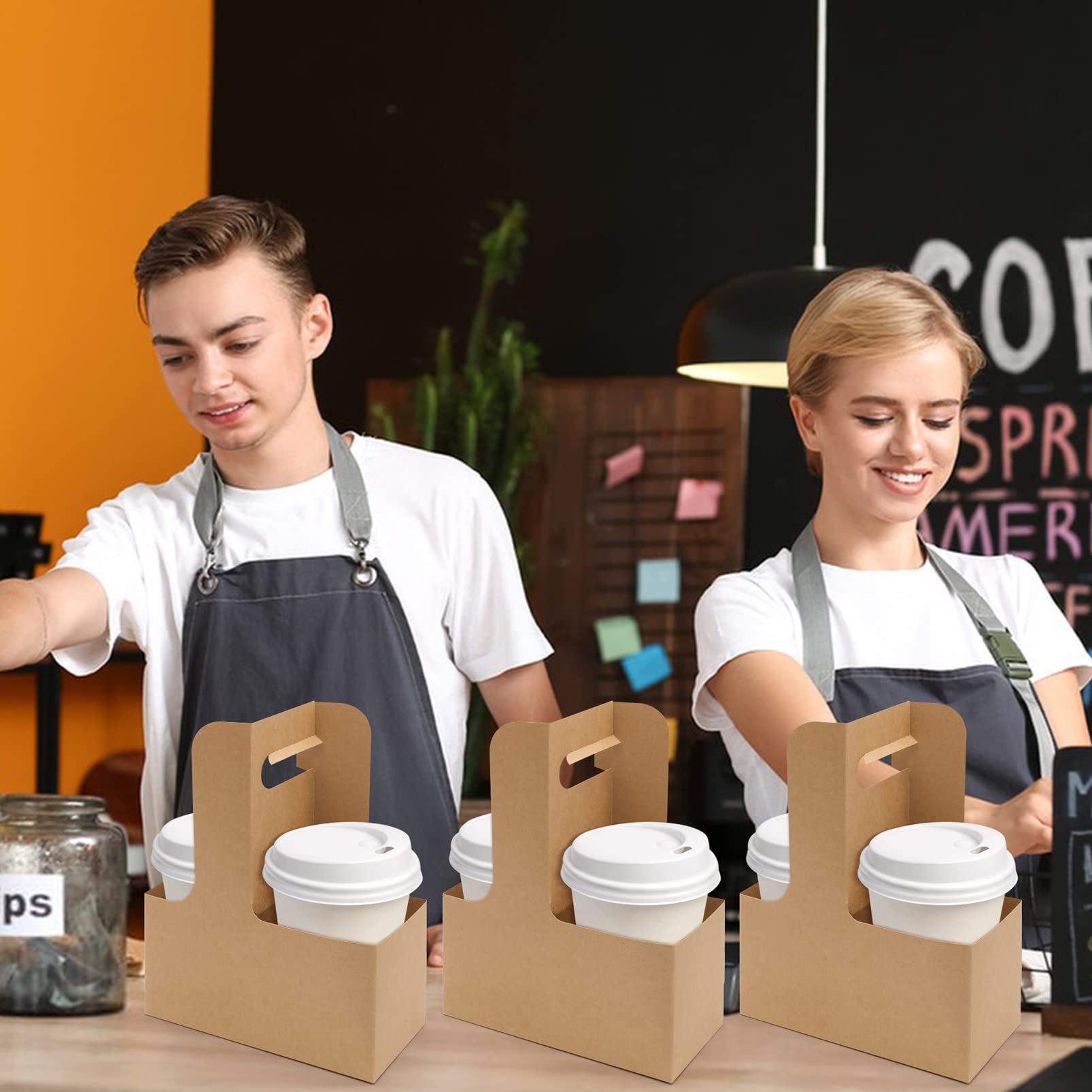 25 sztuk, 2 pojemniki na napój, kraftowa tektura, uchwyt na wynos, do przenoszenia kubków, do kawiarni i restauracji, dostawa