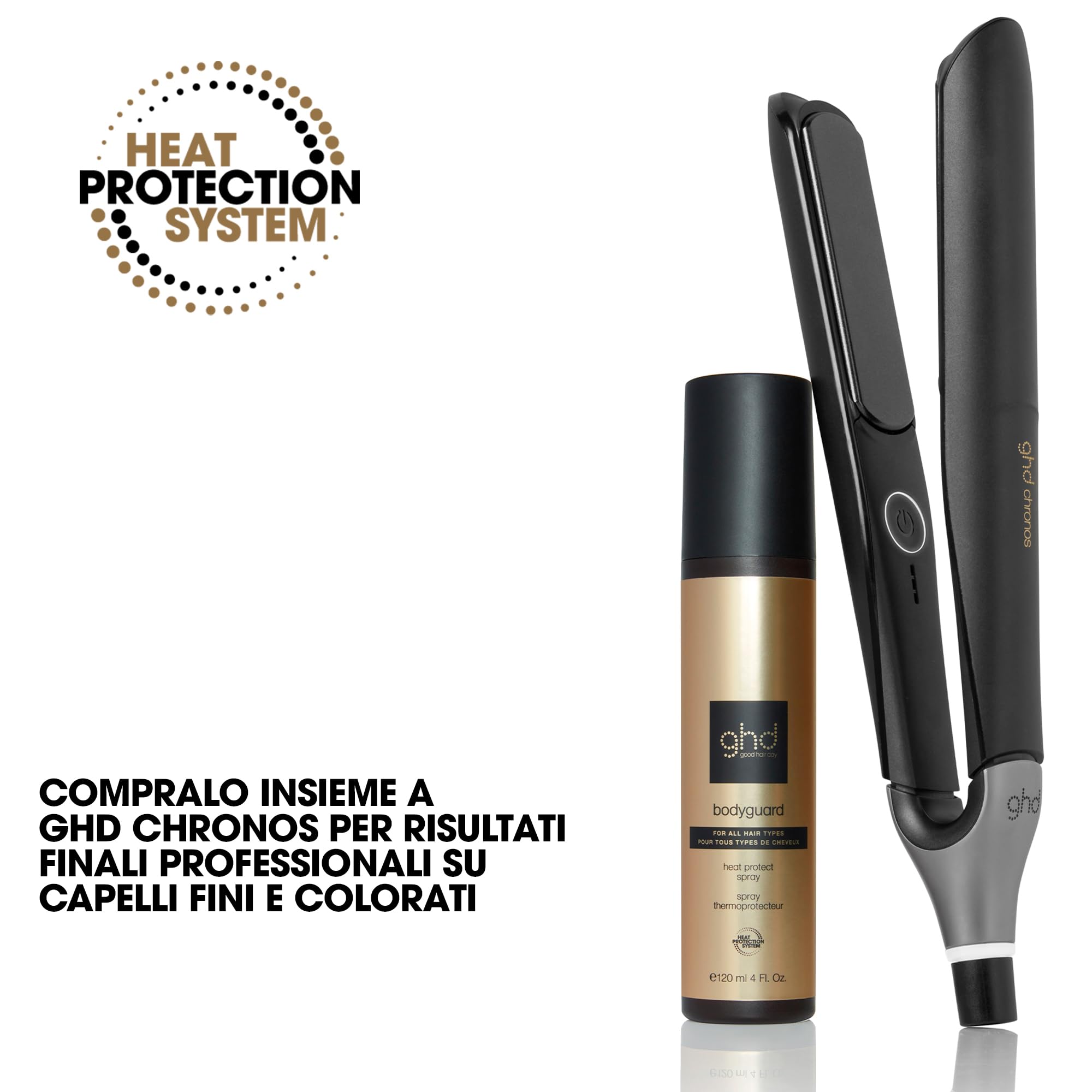 ghd Bodyguard, Spray Termoprotettore per Capelli con Heat Protection System, Protezione Invisibile e Leggera, Previene i Danni da Calore, Per Tutti i Tipi di Capelli, 120 ml