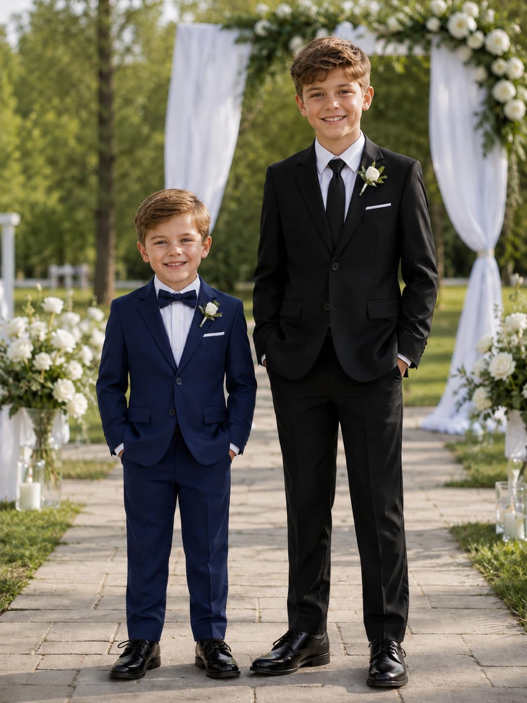 Boys Formal Suits with Adjustable Waist, 5-16Y,Kids 5-Piece Suit Set