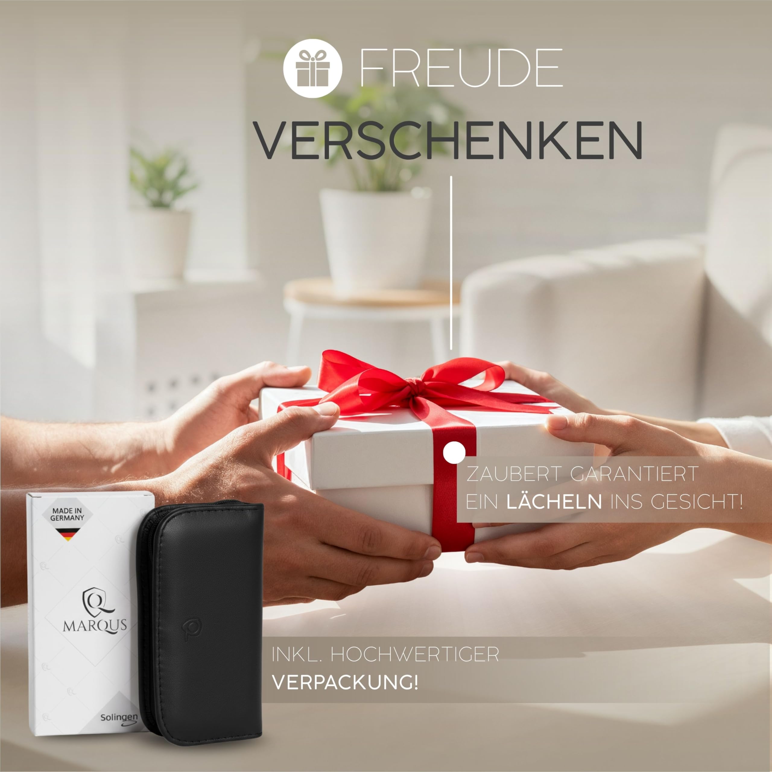 Maniküre Set Solingen mit Top Preis/Leistung - Kunst-Leder Etui handlich und weich - 6teiliges Nagelset für Damen und Herren marQus aus glanzvernickeltem poliertem Stahl
