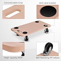 Vista 5 de ERGOMASTER Dolly móvil para muebles con 4 ruedas, rodante de madera resistente, soporta de forma segura 500 libras, transportador multifuncional