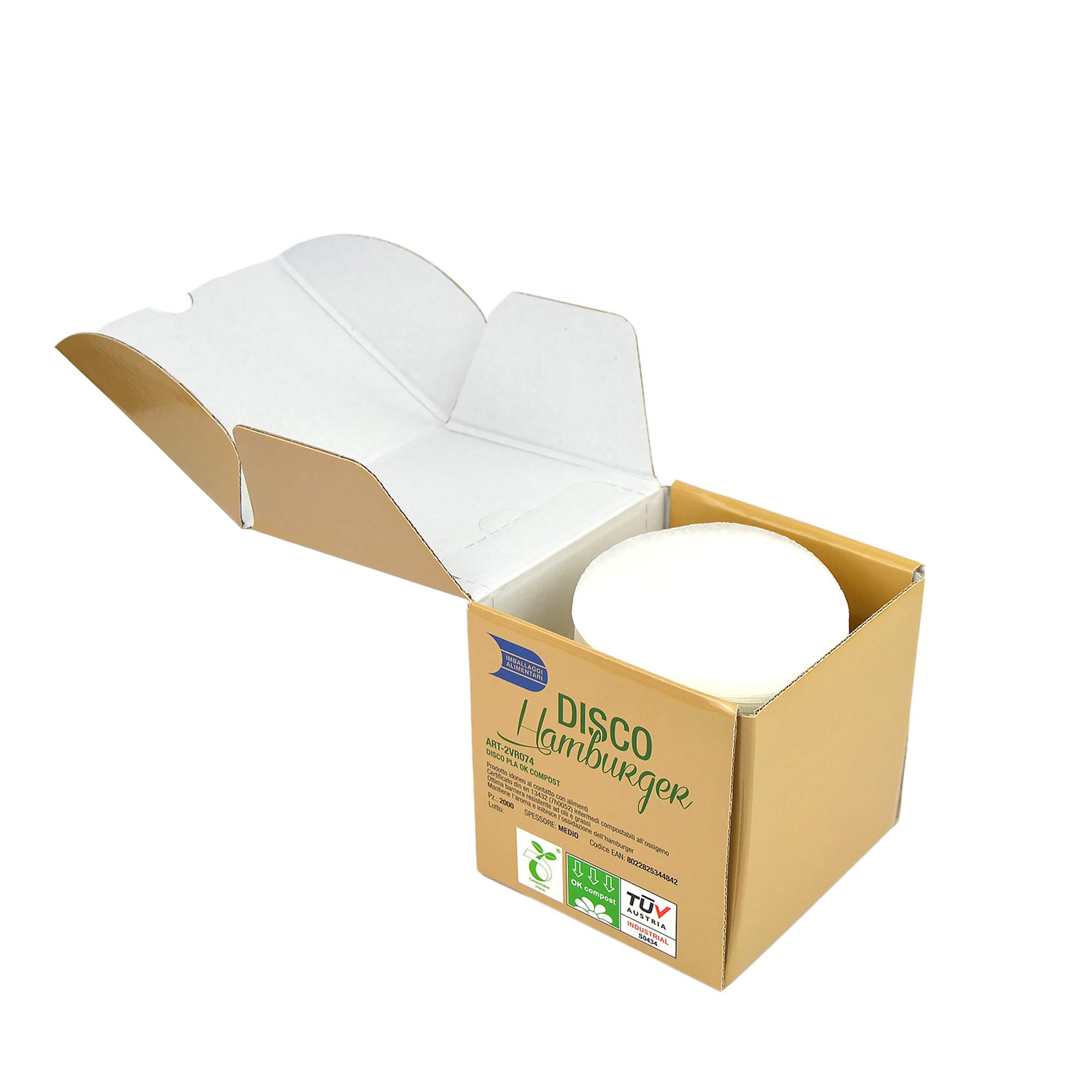 Dischi Cellophane Per Hamburger - 2000 Pz, Diametro 10 Cm, Trasparenti, Per Uso Alimentare, Confezione Dispenser Da 1 Kg