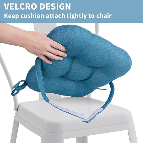 Miniatura 5 de Detiblue Juego de 2 cojines para taburete de cocina, cojines para sillas de comedor de 14 x 14 pulgadas con lazos, cojines copetudos para sillas de