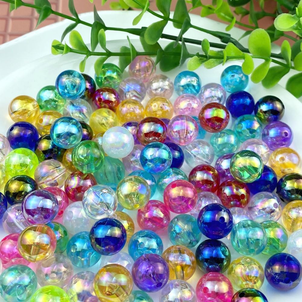Jmassyang 100 Pieces 12mm Glossy Acrylic Round Beads AB Color Spacer Bubble Bead Plastic Crafts Bead for DIY Necklaces Bracelets Earrings Jewelry Making (Mixed Colors) - Image 2