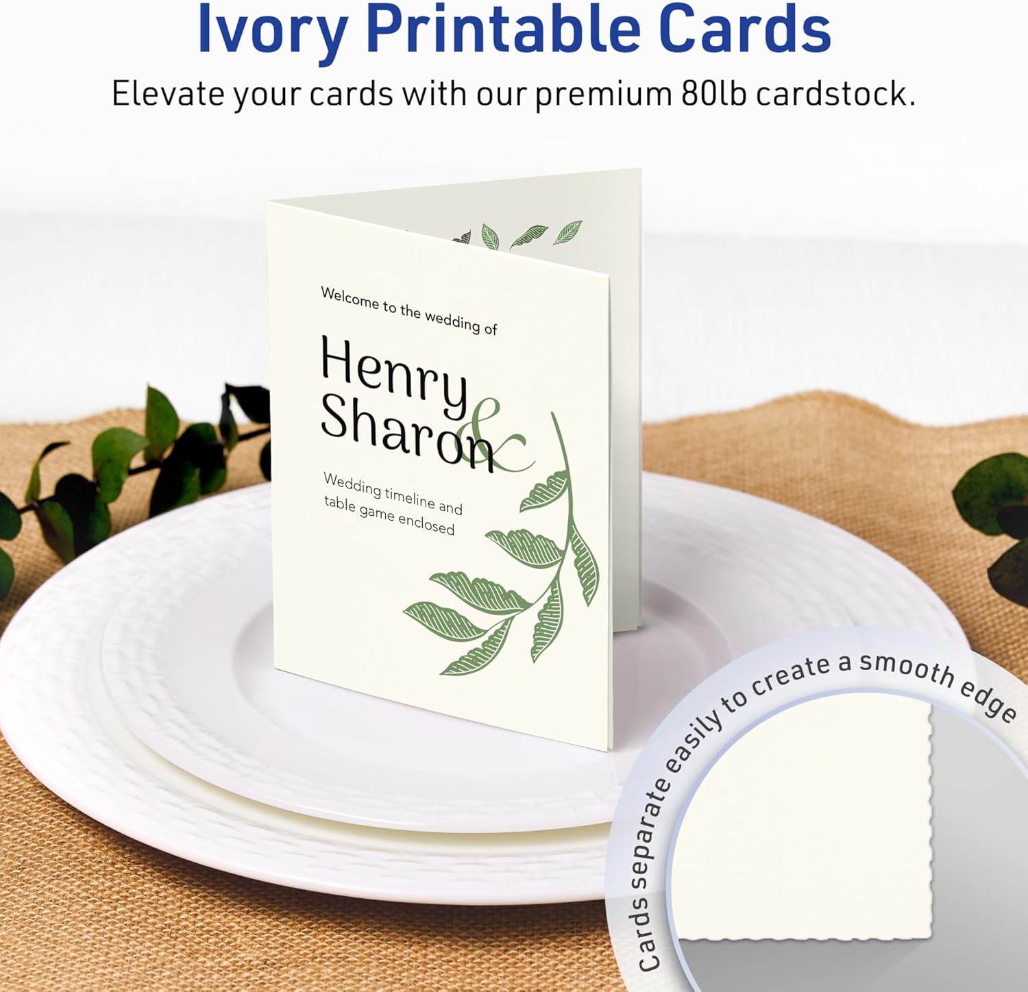 Avery Printable Rectangle Quarter Fold Greeting Cards, 4.25" x 5.5", Matte Ivory Cardstock, Laser/Inkjet, 50 Total, Great for Thank You Cards, Event Invitations, and More