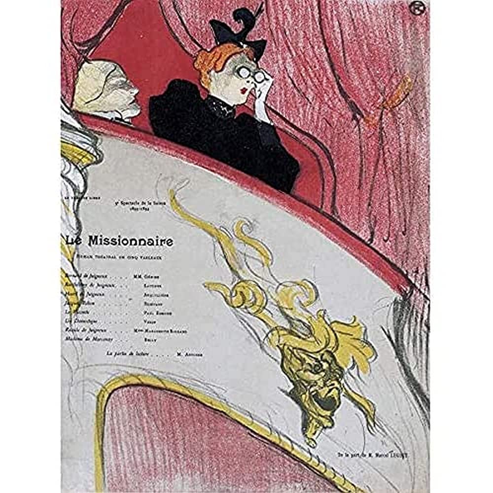 Toulouse-Lautrec Theatre Program La Missionaire Paris Art Print Canvas Premium Wall Decor Poster Mural