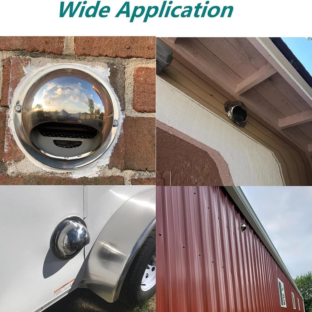 Air Soffit Vents Stainless Steel Vents Outlet 3" 6" 4" Wall Exhaust Covers Rainproof Ventilation Grille Hood for Outdoor Use