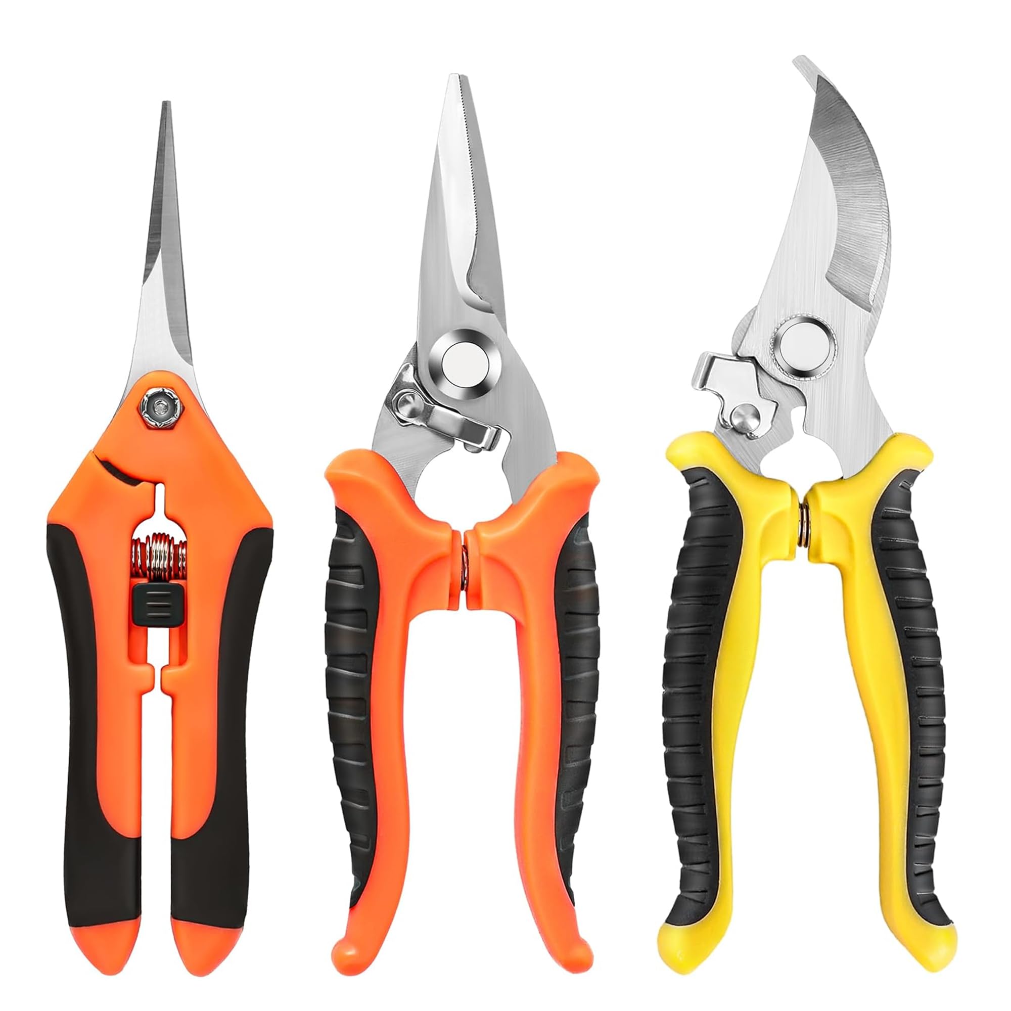 3 Pack Garden Pruning Shears, Garden Shears with Gardening Gloves, Stainless Steel Garden Snips, Pruning Shears for Gardening Tools