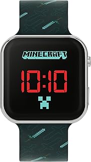 Minecraft Orologio digitale al quarzo da ragazzo con cinturino in silicone MIN4097, Nero , Cinturino