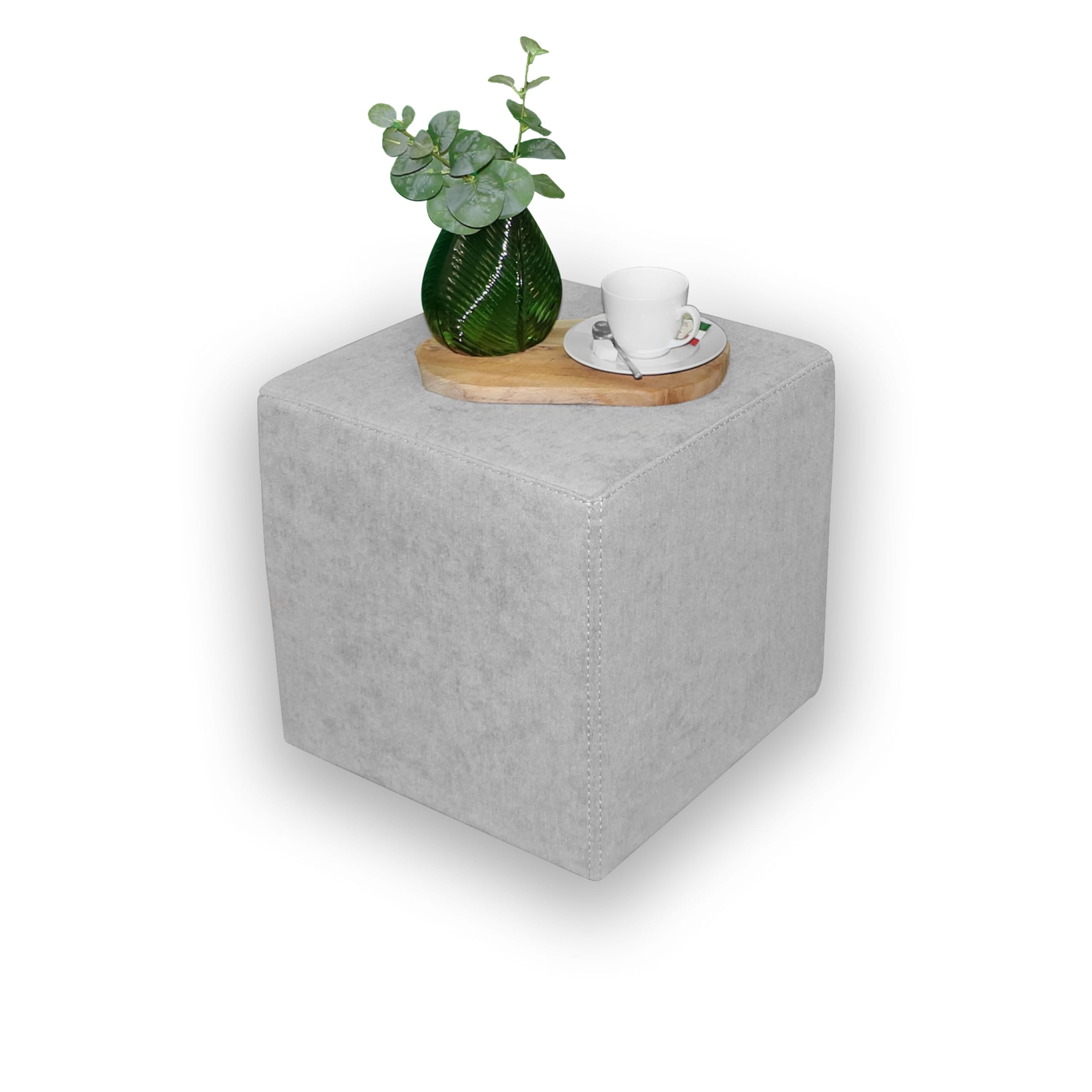 Betten-ABC KUBI Sitzhocker Sitzwürfel Bodenkissen Fußhocker 40x40x40 cm fünf Farben Wohnzimmer, Kinderzimmer, Gästezimmer oder Flur (Farbe: Hellgrau)