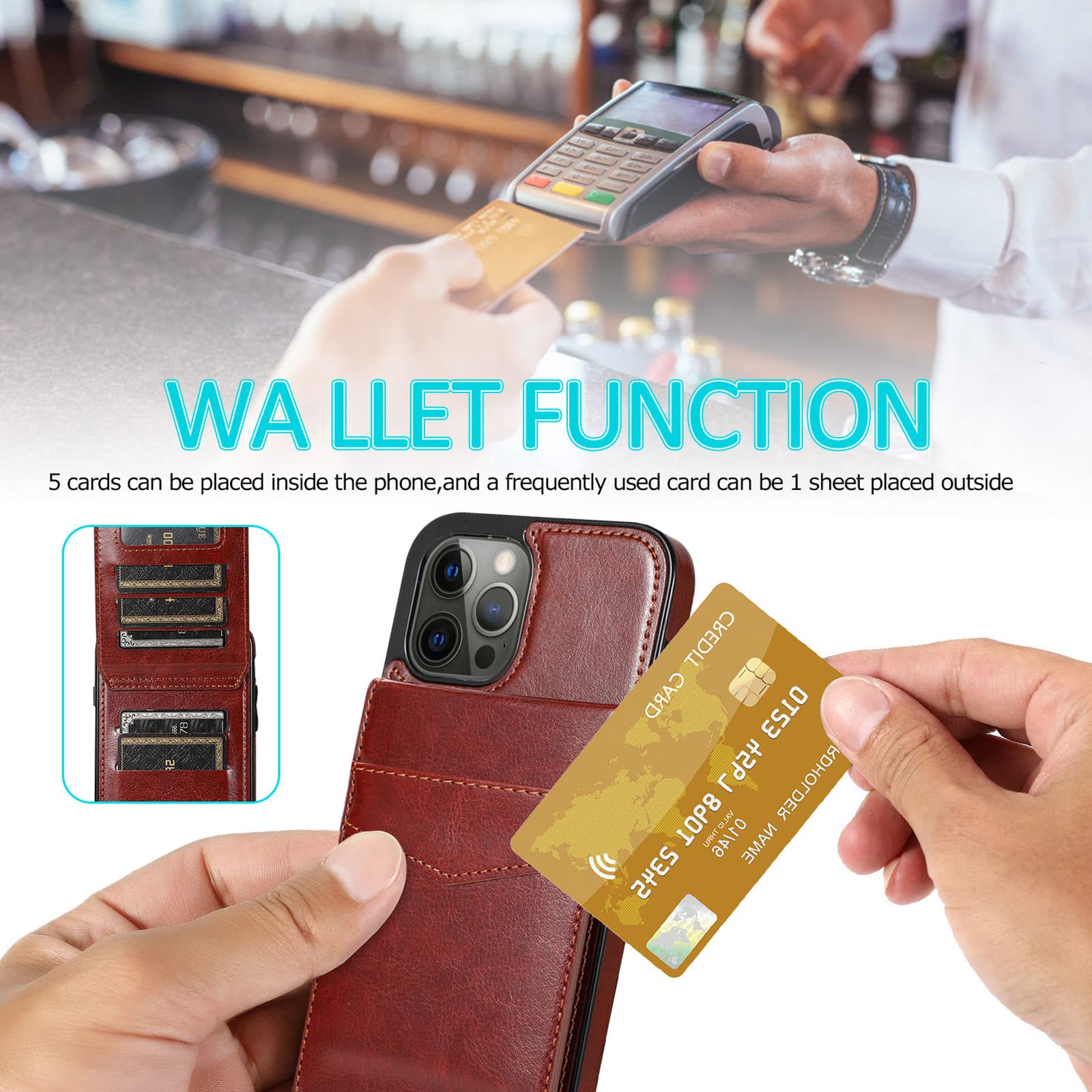 Funda para iPhone 14/14 Pro/14 Pro Max/14 MAX, Magnético Funda Tipo Cartera con Cierre Anti-Huella Anti-Rasguño Funda con Ranura Tarjeta Y Soporte Función,Azul,14 MAX 6.7"