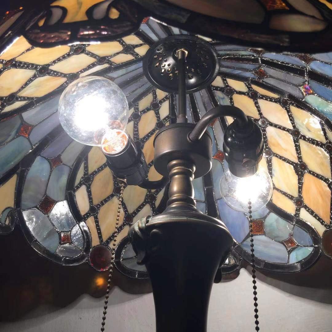 Bieye L10818 Baroque Tiffany Style Stained Glass Table Lamp, Antique Lamp Base for Living Room Bedside Home Decoration, 16 x 24 inches