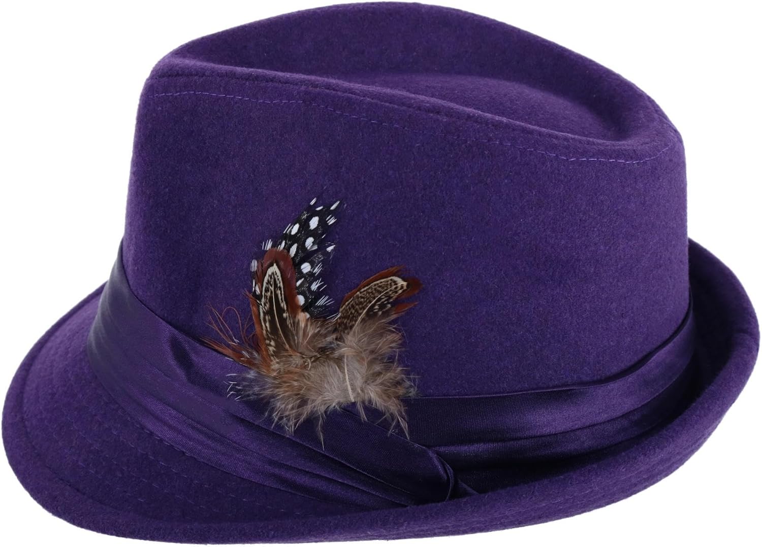 Kenny K Men's Dressy Faux Felt Fedora with Feather