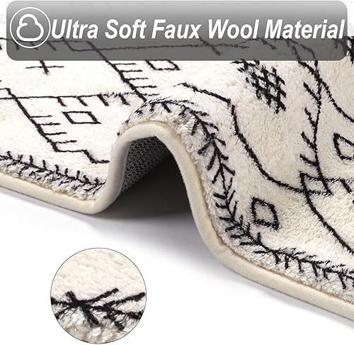 Miniatura 8 de Uphome Alfombras de baño bohemias de 18 x 25 pulgadas, antideslizantes, marroquíes, geométricas, de granja, de terciopelo suave, lavables a máquina,