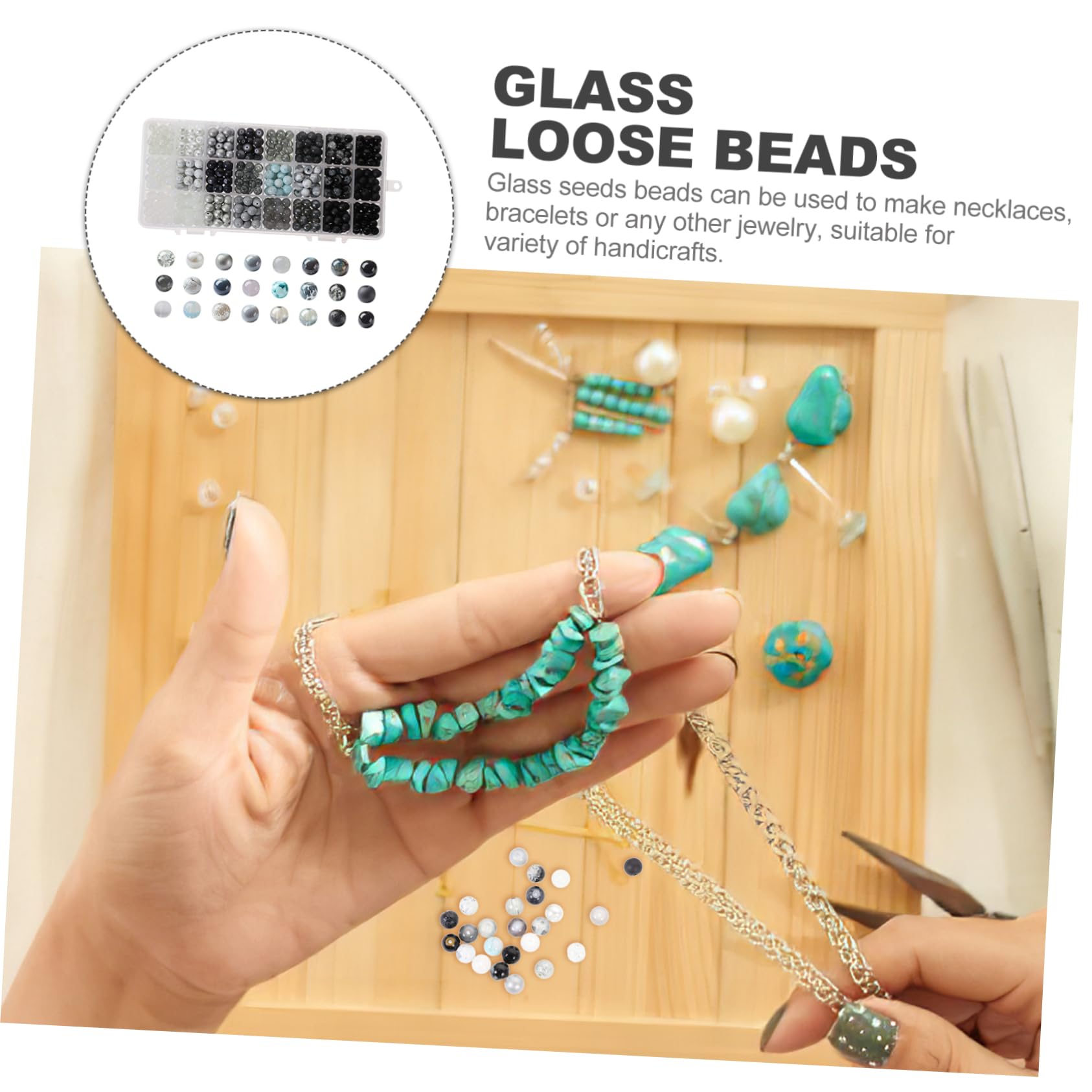 Kleine Glasperlen Rund Lose Perlen aus Glas 1 Kasten zum Schmuck Herstellen für Armbänder und Halsketten Selbstgemacht Projekte