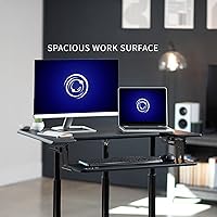 Vista 7 de VIVO Mobile Height Adjustable Table, Stand Up Desk Cart with Sliding Keyboard Tray, Computer Workstation, Rolling Presentation Cart, Black, CART-V06A