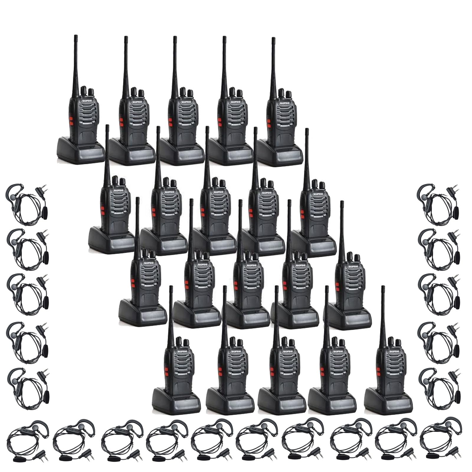 - BAOFENG BF-888S Walkie Talkies 20 Pack Walkie Talkie Long Range with Cable, Earpieces