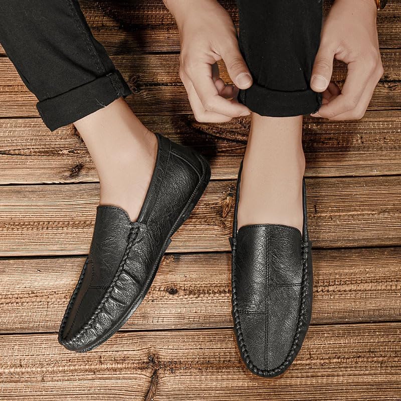 Mens Loafers Shoe Vegan Leather Stitching Details Apron Toe Driving Loafers Flexible Slip Resistant Anti-Slip Outdoor Slip-ons4