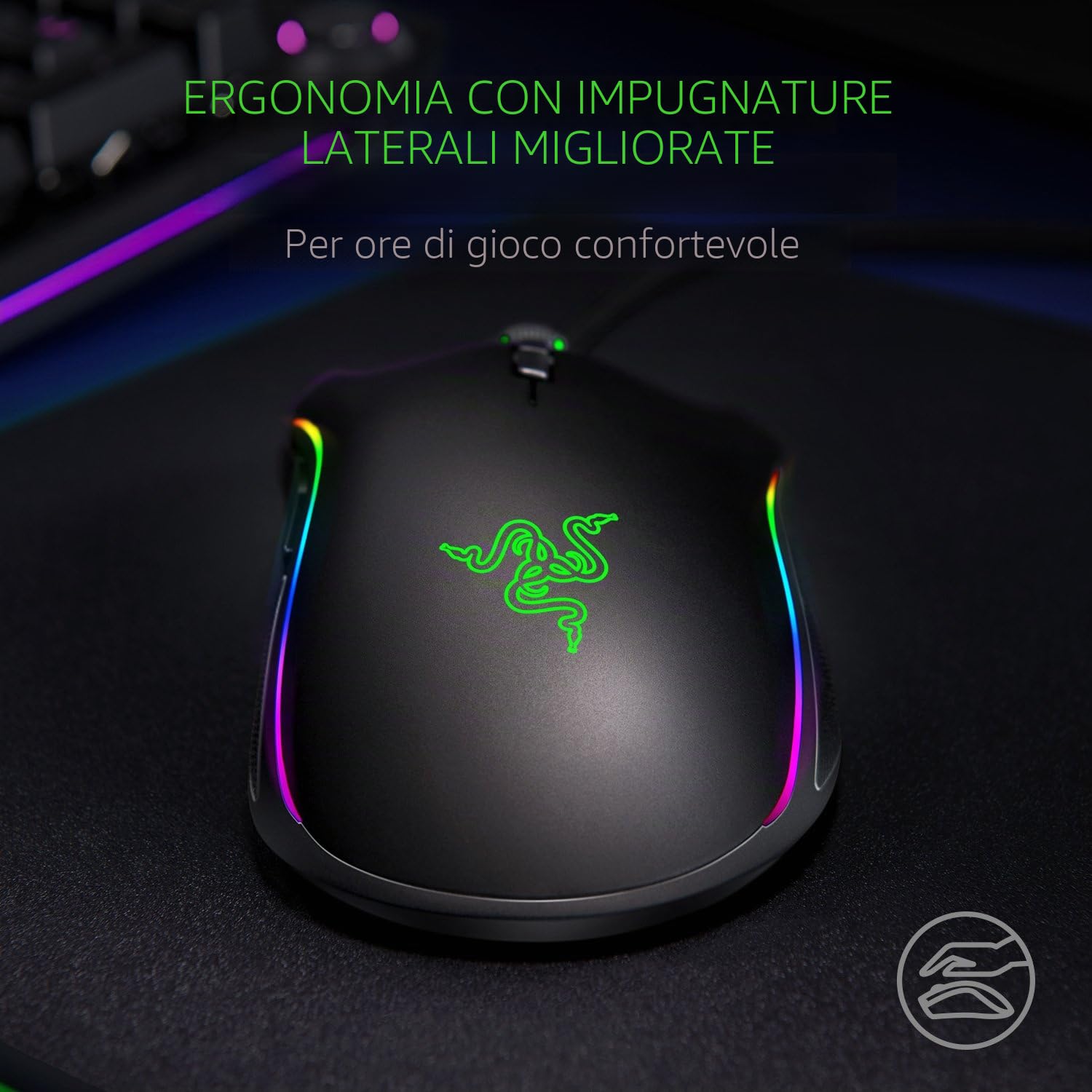 Razer Mamba Elite - Mouse da gioco cablato, nero