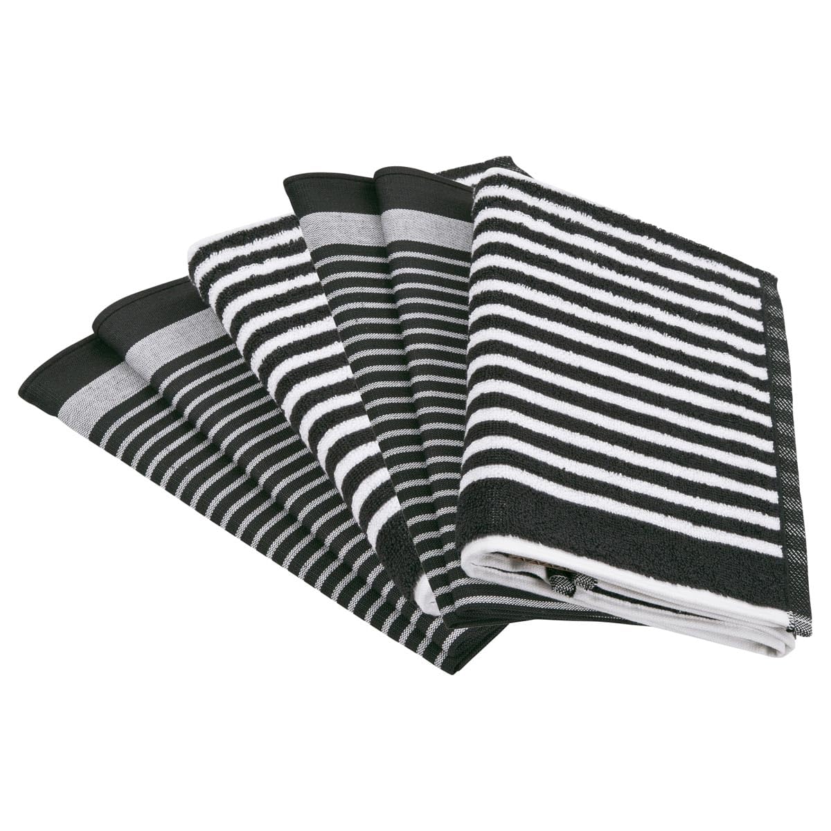 Ross Exclusiv 6-teiliges Set – 4 x Geschirrtücher & 2er Pack Küchentücher – Halbleinen & 100% Baumwolle, Hochsaugfähige & Schnelltrocknende Küchentextilien – Langlebig & Pflegeleicht - Schwarz