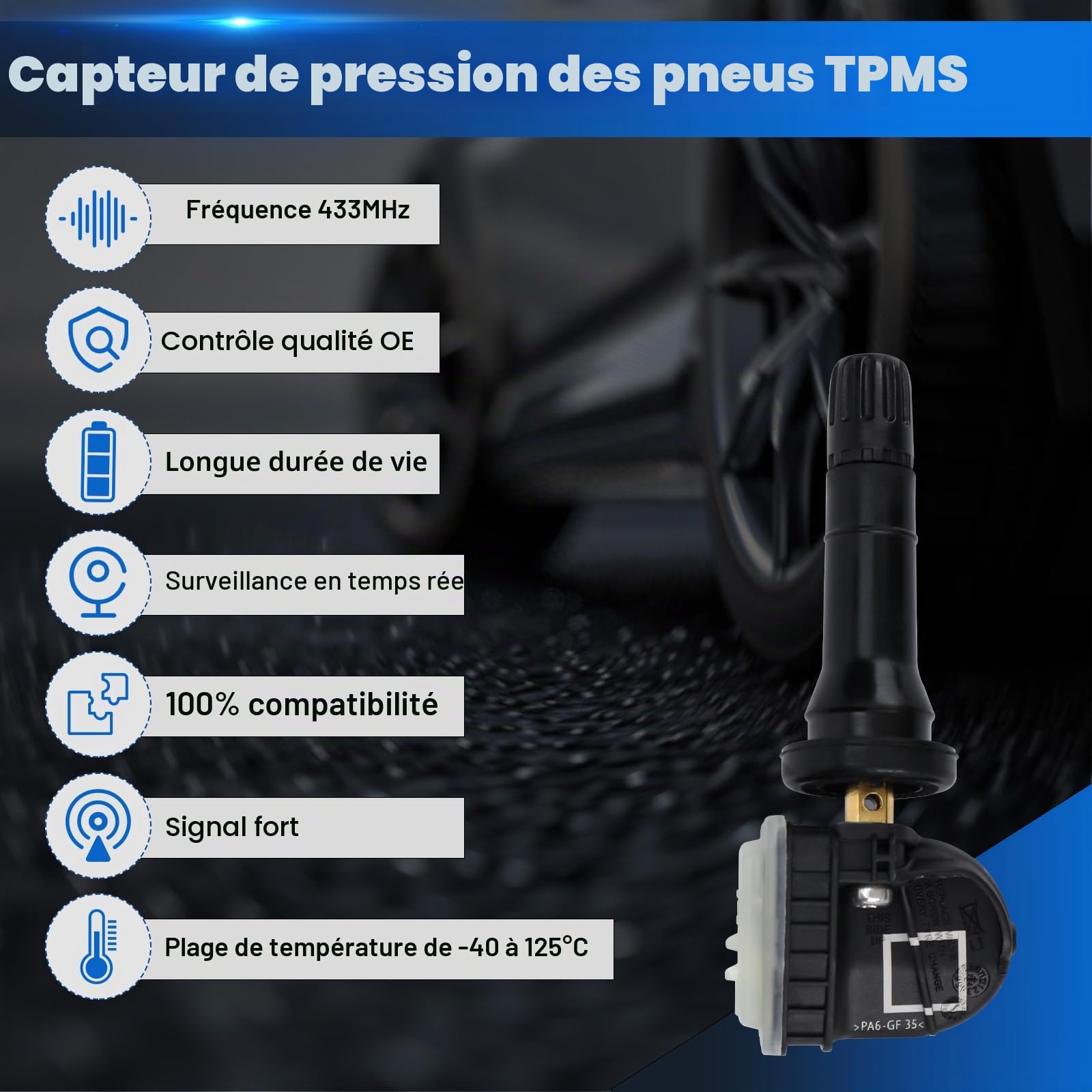 Capteur de Pression des Pneus Compatible avec Ford Ecosport 2013 Focus 2014 Kuga Mk2 RDKS TPMS Compatible avec Ford B-MAX 15 C-MAX 15 Transit/Tourneo Connect 2036832 4 Pièces