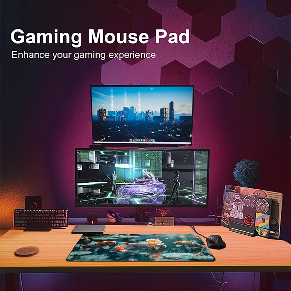 Tappetino per Mouse Gaming XXL 1200x600x3mm – Ufficio Mousepad Grande – Migliora la Velocità e la Precisione Tenuta Stabile Sottomano per Ufficio e Casa Accessori Scrivania – Blu Astratto LMDT11776