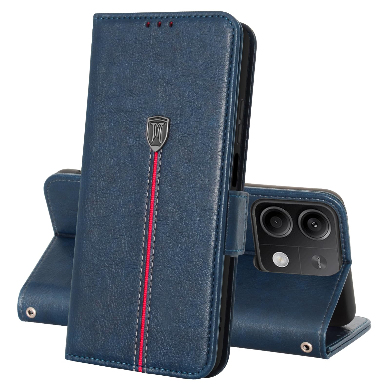 Cover per Xiaomi Redmi Note 13 4G, Custodia Flip Pelle Portafoglio, Magnetica Libro Slot Schede Redmi Note 13 4G Cover, Silicone TPU Bumper Wallet Supporto Antiurto Case Per Redmi Note 13 4G Blu