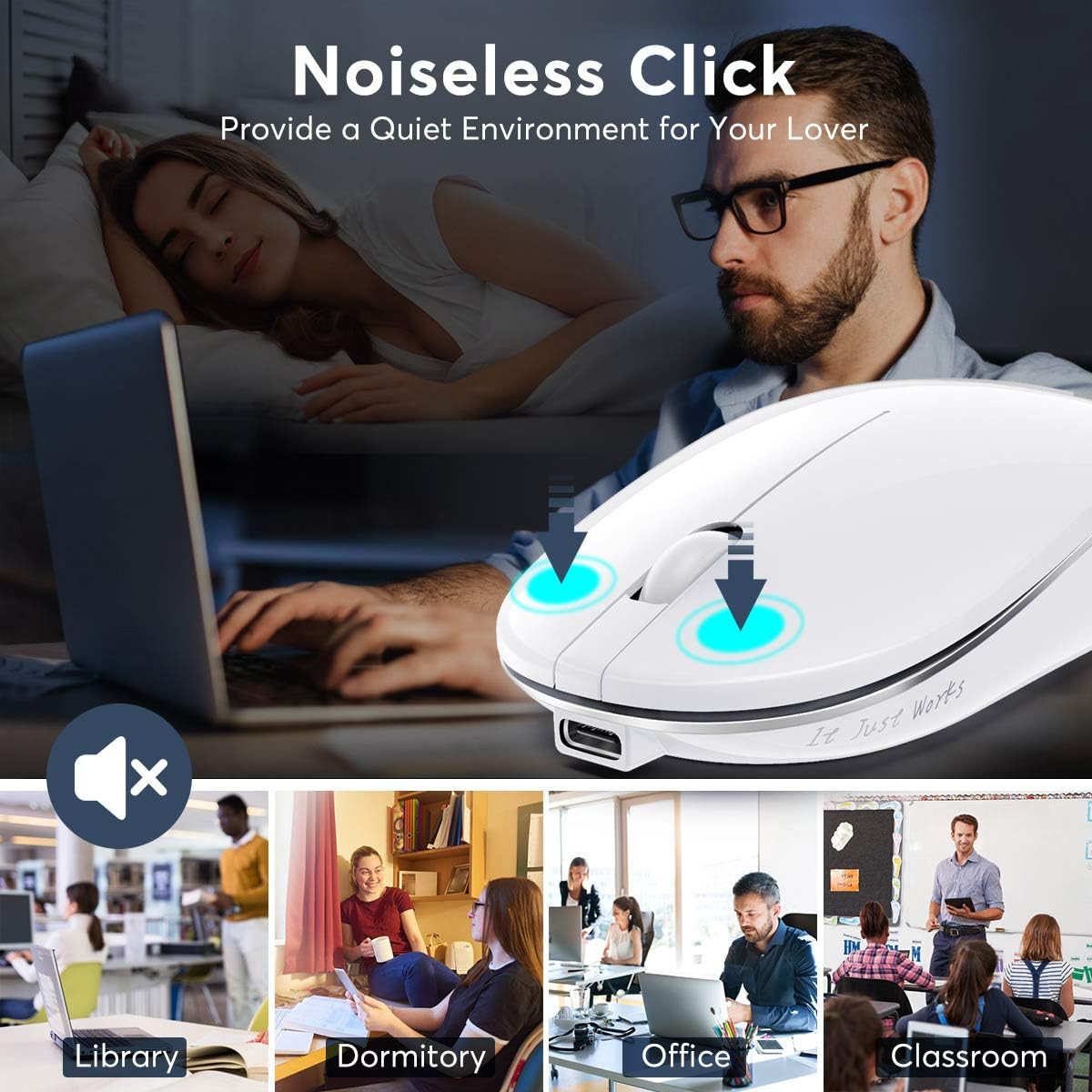Super Big Clearance! E Key Wireless Mouse,Fverey Smart Computer Mice to Minimize The Window,Ergonomic Silent Rechargeable Mouse Designed for Laptop PC Notebook (White)
