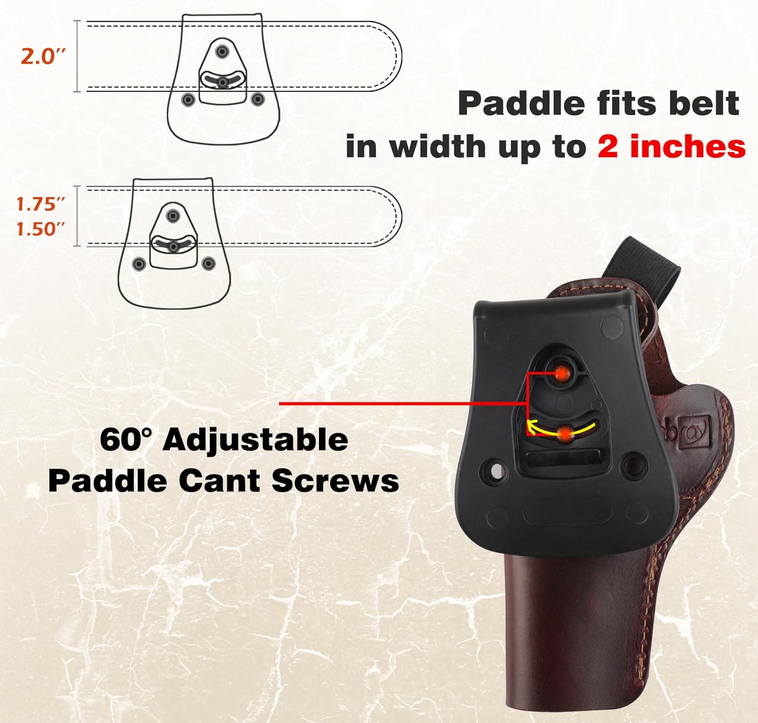 OWB 1911 Leather Holster fit 1911 Style Pistols - Colt 1911, Kimber 1911, Springfield 1911, Taurus PT1911, S&W 1911, Remington 1911, Sig 1911, Rock Island 1911(Fit 4" and 5" Barrel 1911)