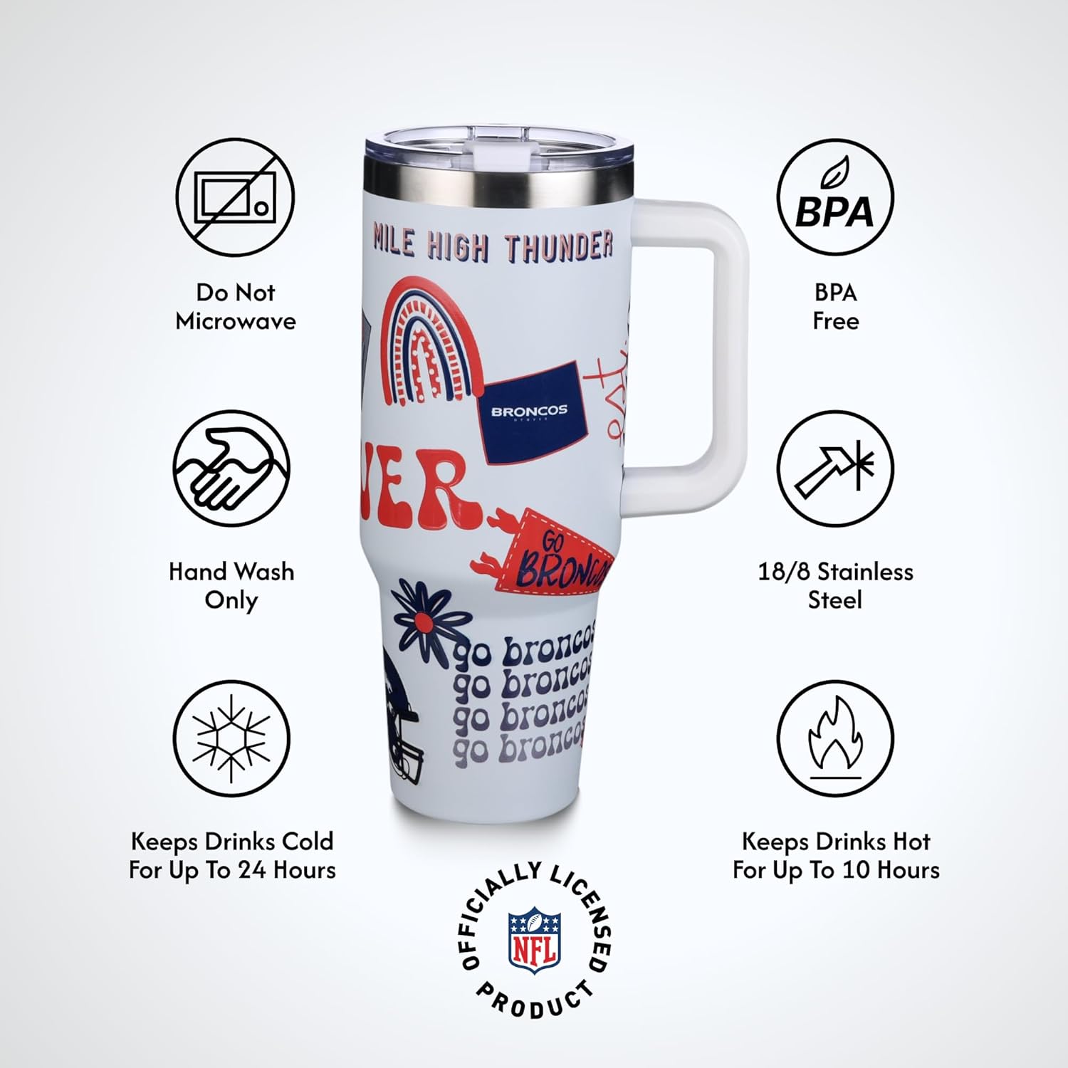 The Memory Company Officially Licensed NFL Game Day Tumbler - 40oz Stainless Steel Double-Wall Insulated Team Color Bling Cup with Team Logo, NFL Licensed Sports Travel Mug with Lid & Straw - Image 7