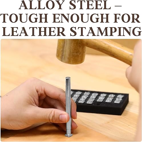 Miniatura 3 de BESTNULE 37 sellos de cuero, herramientas de estampado de cuero de 14 de pulgada, juego de herramientas de estampado de artesanía en cuero, 26