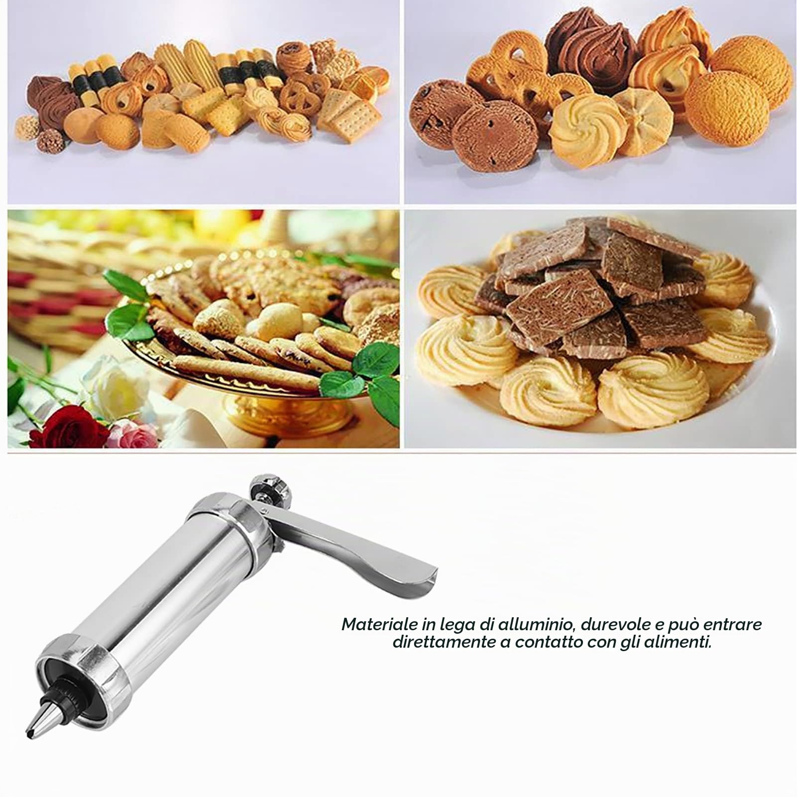 Pistola Per Pressa Per Biscotti Per Biscotti, Kit di Stampi Per Pressa Per Biscotti in Lega di Alluminio Per La Decorazione di Biscotti Per Torte Fai-da-te